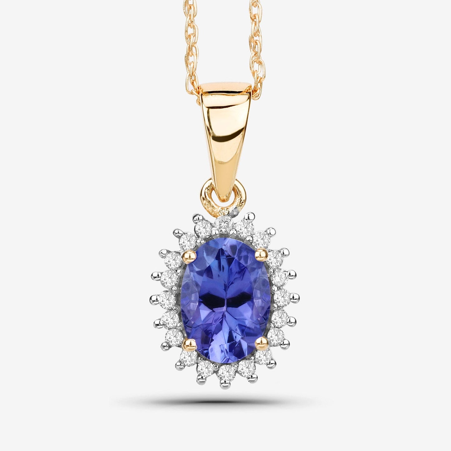 0.86 Carat Genuine Tanzanite and White Diamond 14K Yellow Gold Pendant - Pendants - p12580tanwd - 14ky - natural - 01 - image - Omni Jewelcrafters