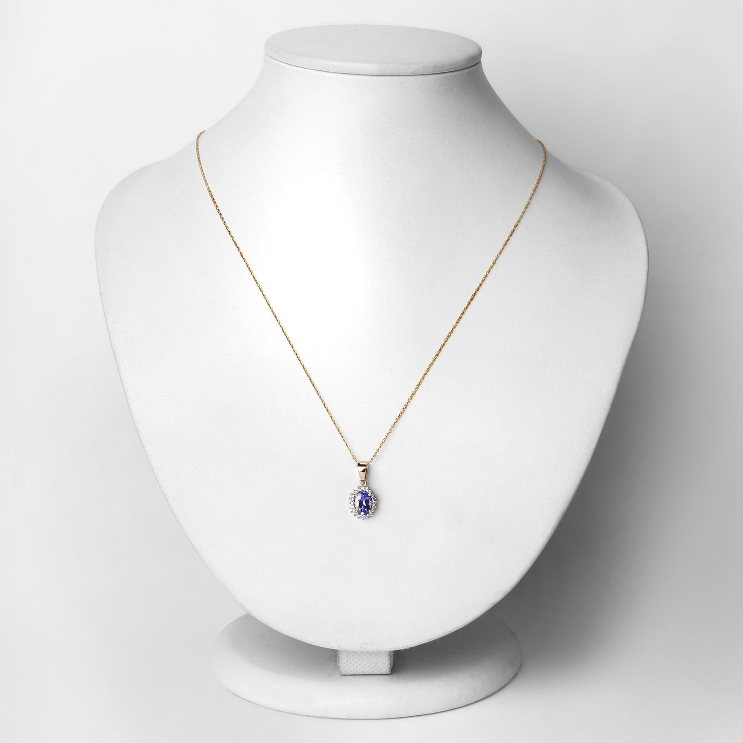 0.86 Carat Genuine Tanzanite and White Diamond 14K Yellow Gold Pendant - Pendants - p12580tanwd - 14ky - view1 - image - Omni Jewelcrafters