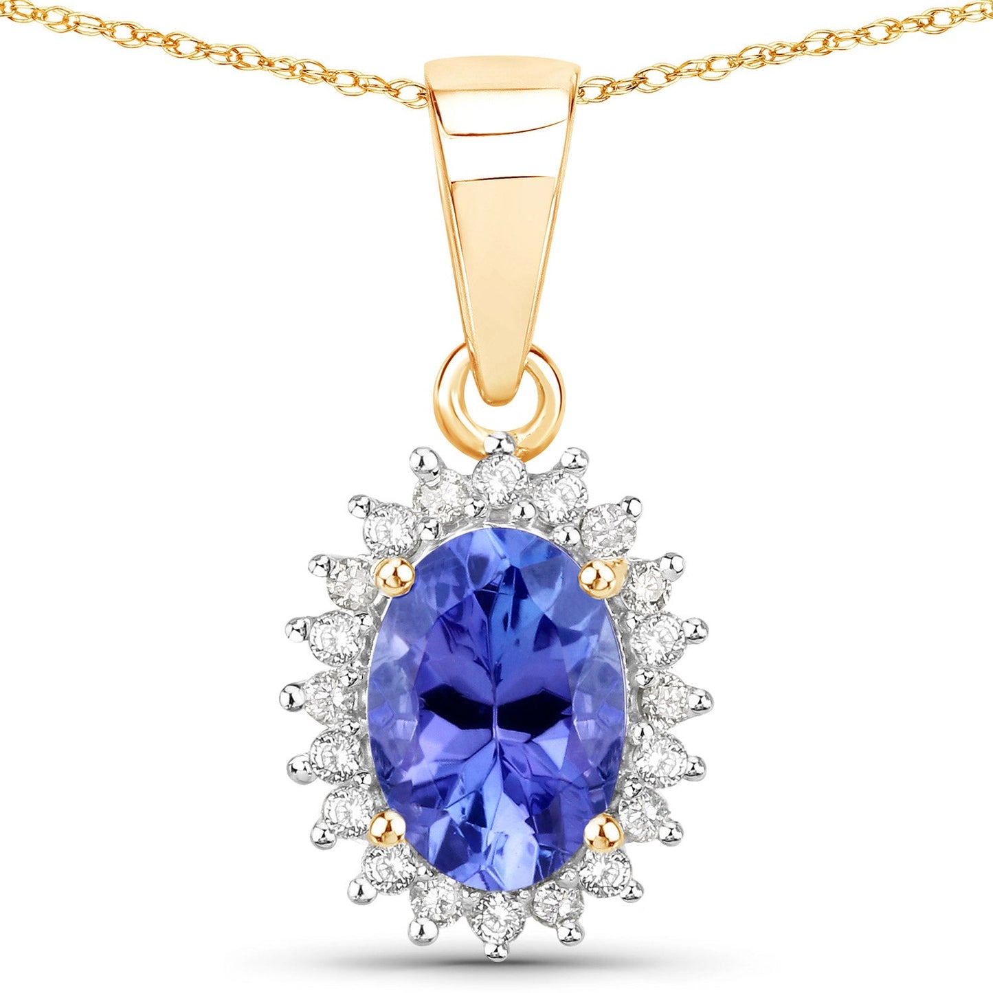 0.86 Carat Genuine Tanzanite and White Diamond 14K Yellow Gold Pendant - Pendants - p12580tanwd - 14ky - gallery - image - Omni Jewelcrafters