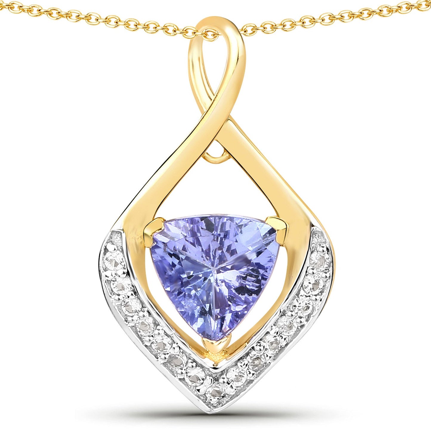 0.96 Carat Genuine Tanzanite and White Topaz .925 Sterling Silver Pendant - Pendants - p8135tanwt - gp - gallery - image - Omni Jewelcrafters