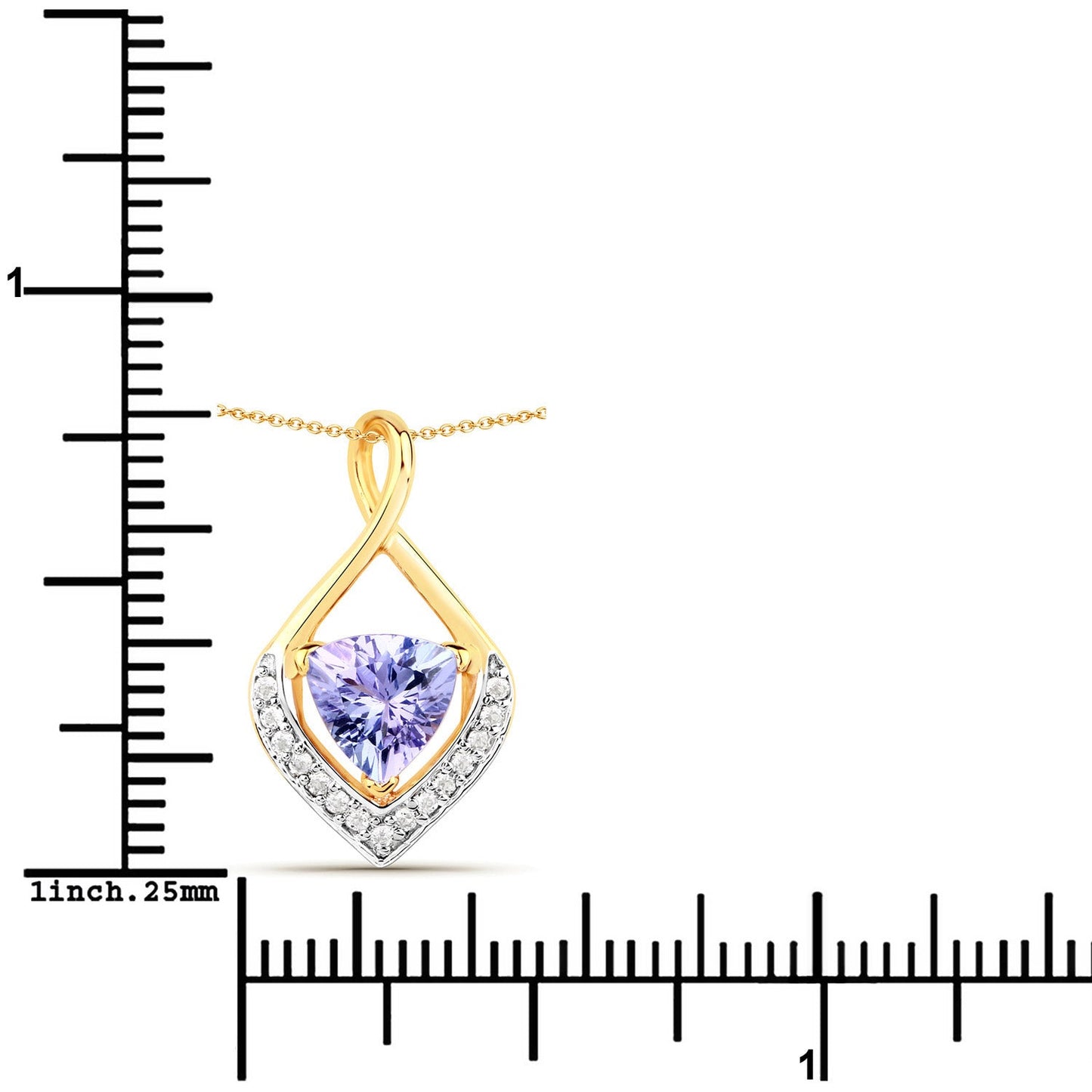 0.96 Carat Genuine Tanzanite and White Topaz .925 Sterling Silver Pendant - Pendants - p8135tanwt - gp - view2 - image - Omni Jewelcrafters