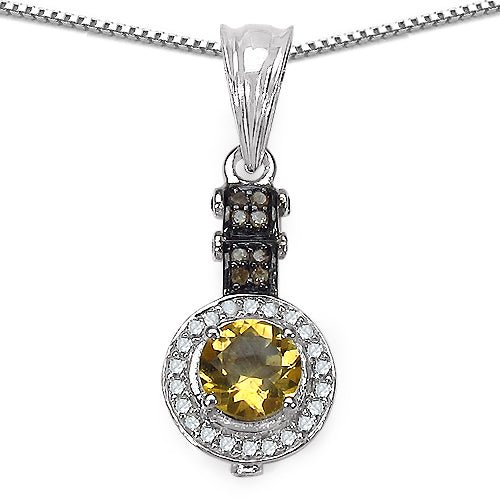 1.00 Carat Genuine Citrine, Champagne Diamond & White Diamond .925 Sterling Silver Pendant - Pendants - p3475cchd - gallery - image - Omni Jewelcrafters