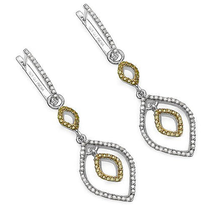 1.00 Carat Genuine White Diamond & Yellow Diamond .925 Sterling Silver Earrings - Earrings - e3980wdyd - amzn - gallery - image - Omni Jewelcrafters