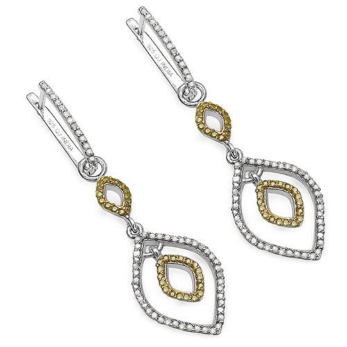 1.00 Carat Genuine White Diamond & Yellow Diamond .925 Sterling Silver Earrings - Earrings - 1.00 Carat Genuine White Diamond & Yellow Diamond .925 Sterling Silver Earrings - Earrings - e3980wdyd - amzn - gallery - image - Omni Jewelcrafters - Omni Jewelcrafters