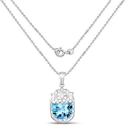 10.90 Carat Genuine Swiss Blue Topaz .925 Sterling Silver Pendant - Pendants - p4168sbt - view1 - image - Omni Jewelcrafters