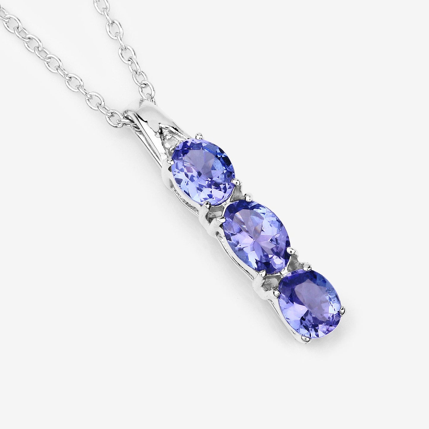 1.11 Carat Genuine Tanzanite and White Diamond .925 Sterling Silver Pendant - Pendants - p9196tanwd - view4 - image - Omni Jewelcrafters