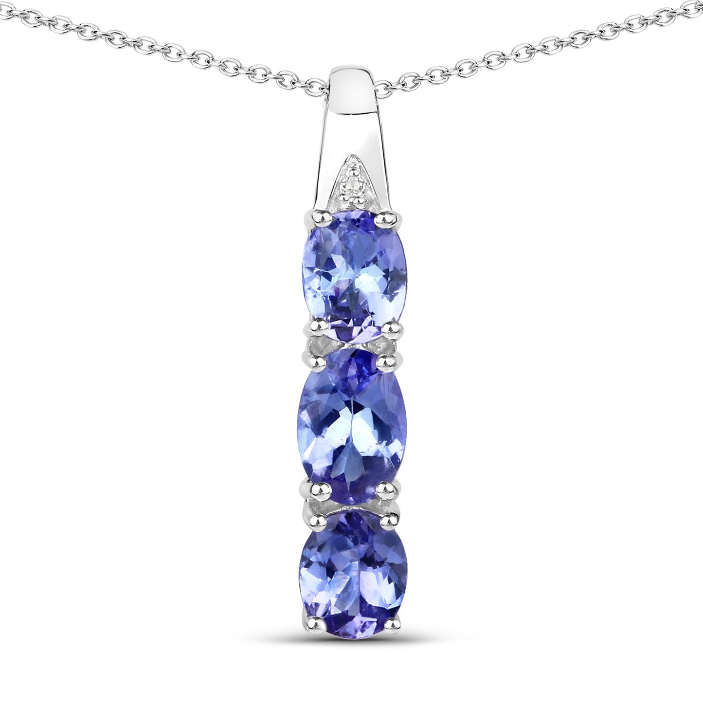 1.11 Carat Genuine Tanzanite and White Diamond .925 Sterling Silver Pendant - Pendants - p9196tanwd - gallery - image - Omni Jewelcrafters