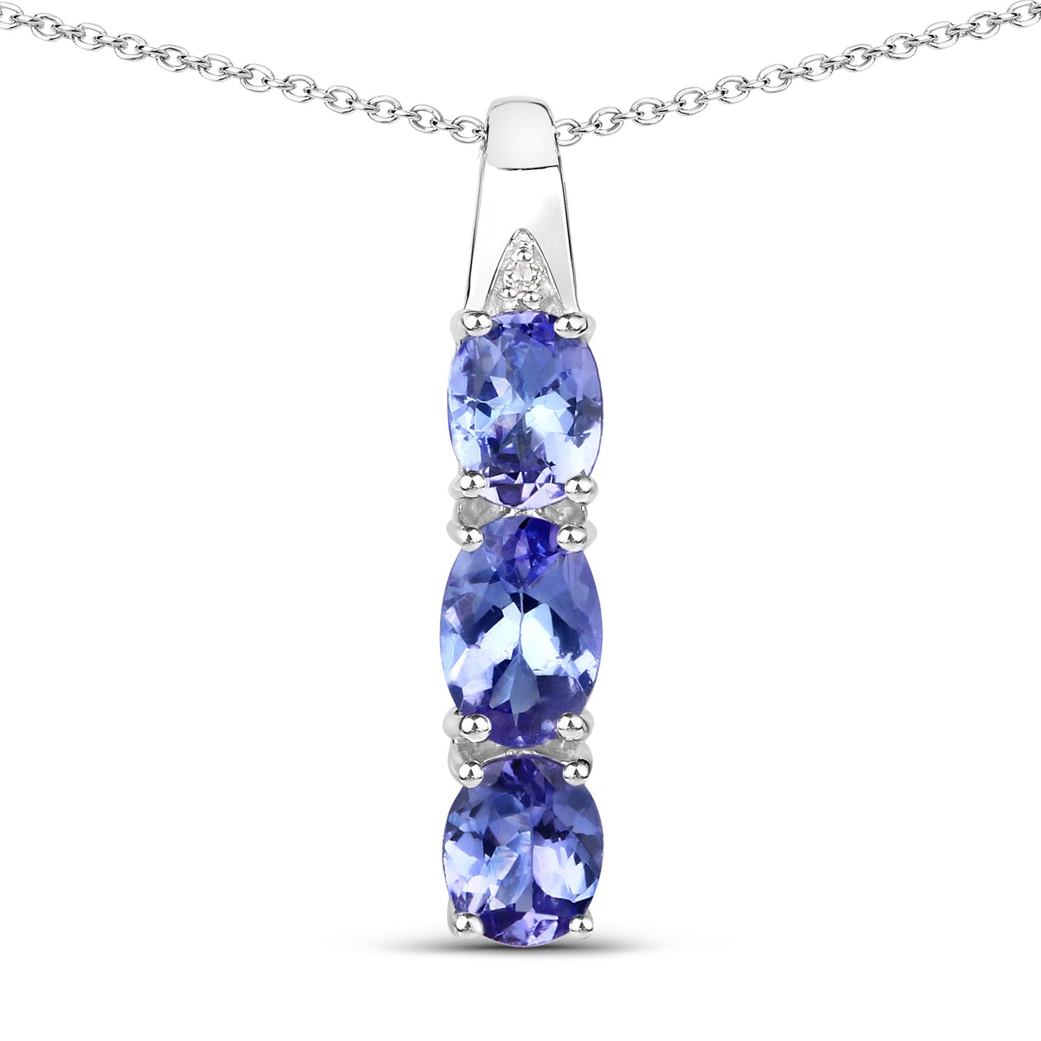 1.11 Carat Genuine Tanzanite and White Diamond .925 Sterling Silver Pendant - Pendants - p9196tanwd - gallery - image - Omni Jewelcrafters