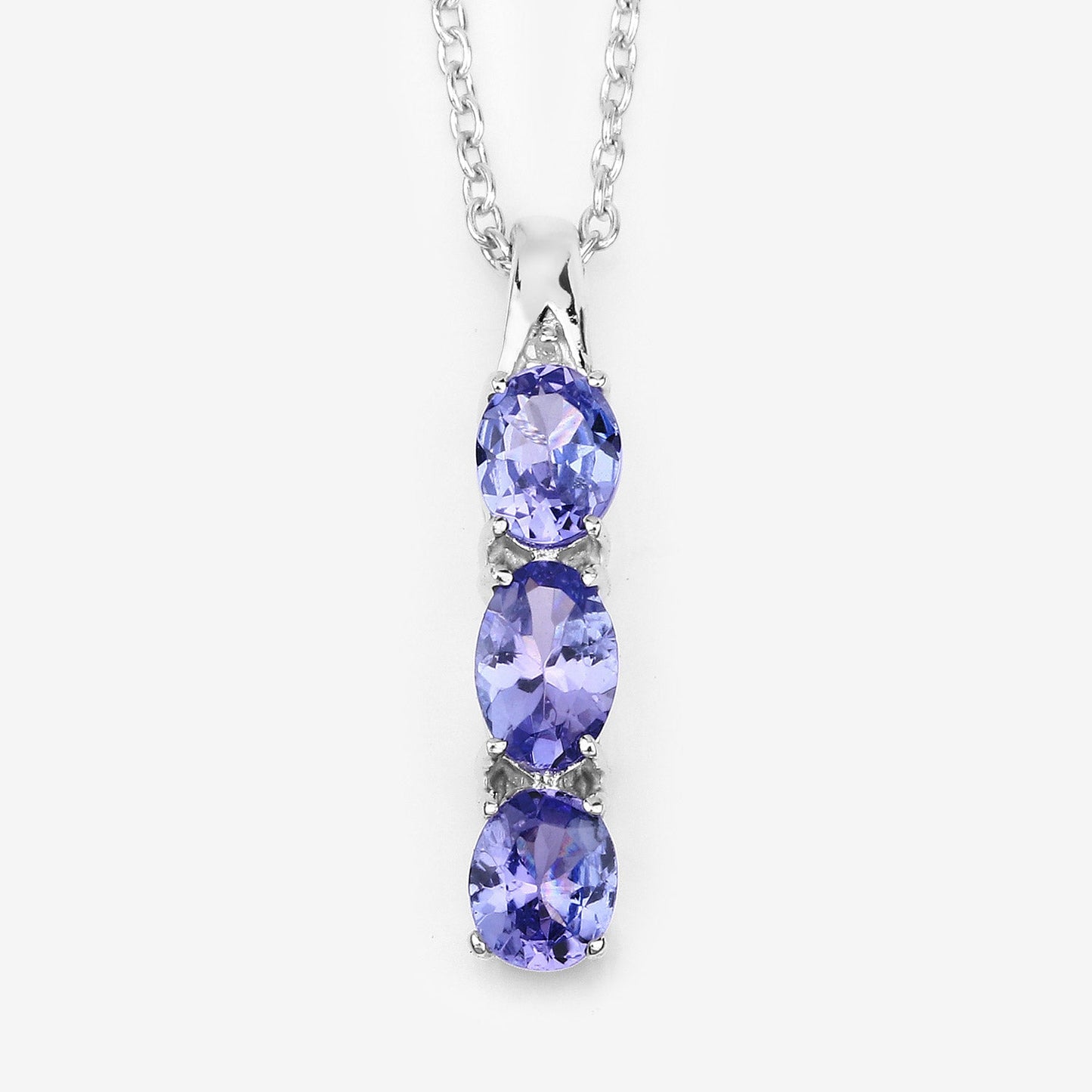 1.11 Carat Genuine Tanzanite and White Diamond .925 Sterling Silver Pendant - Pendants - p9196tanwd - view3 - image - Omni Jewelcrafters