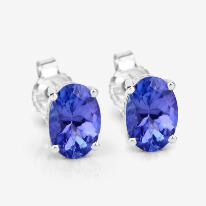 1.20 Carat Genuine Tanzanite 14K White Gold Earrings - Earrings - e11775tan - 14kw - natural - 02 - image - Omni Jewelcrafters