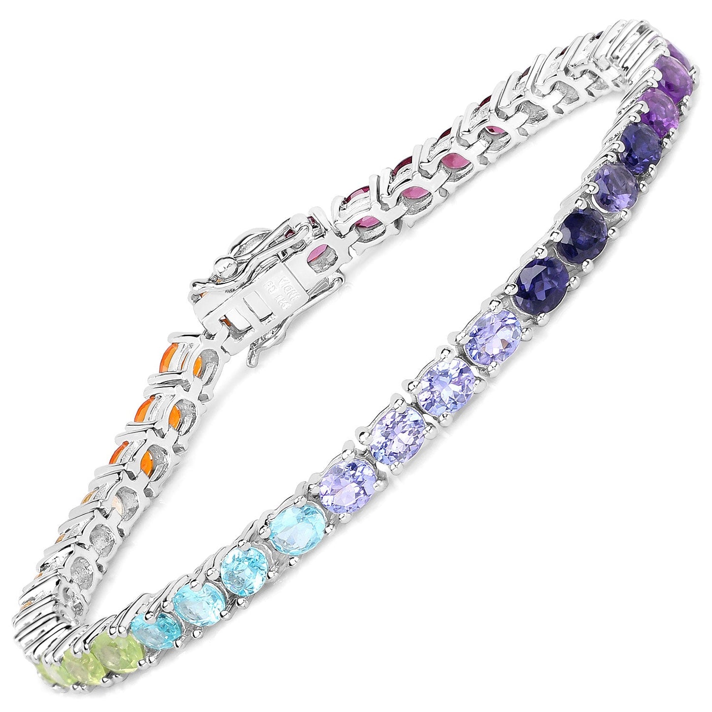 12.04 Carat Genuine Multi Stone .925 Sterling Silver Bracelet - Bracelets - b1155multi - gallery - image - Omni Jewelcrafters