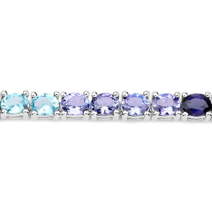 12.04 Carat Genuine Multi Stone .925 Sterling Silver Bracelet - Bracelets - b1155multi - view1 - image - Omni Jewelcrafters