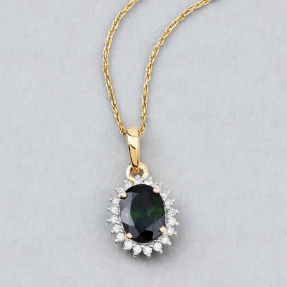 1.39 Carat Genuine Green Tourmaline and White Diamond 14K Yellow Gold Pendant - Pendants - p13839gtwd - 14ky - view1 - image - Omni Jewelcrafters