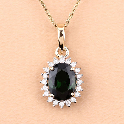 1.39 Carat Genuine Green Tourmaline and White Diamond 14K Yellow Gold Pendant - Pendants - p13839gtwd - 14ky - view4 - image - Omni Jewelcrafters