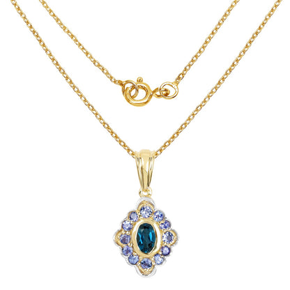 14K Yellow Gold Plated 1.10 Carat Genuine London Blue Topaz and Tanzanite .925 Sterling Silver Pendant - Pendants - p2577lbttan - gp - view1 - image - Omni Jewelcrafters