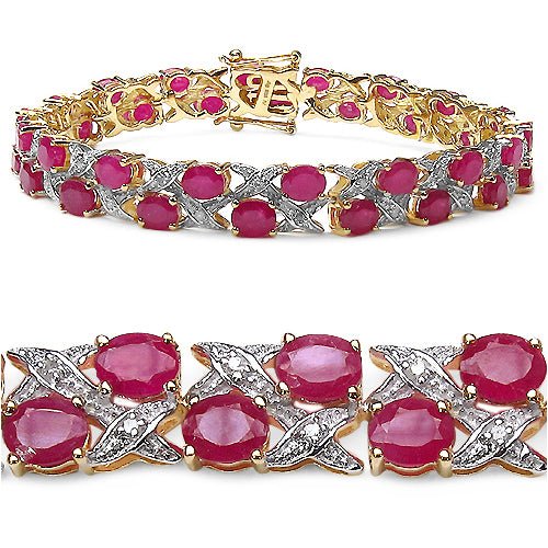 14K Yellow Gold Plated 18.32 Carat Genuine Ruby .925 Sterling Silver Bracelet - Bracelets - b911gfr - amzn - gallery - image - Omni Jewelcrafters