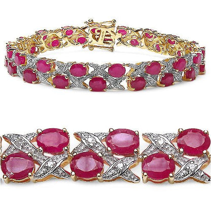 14K Yellow Gold Plated 18.32 Carat Genuine Ruby .925 Sterling Silver Bracelet - Bracelets - b911gfr - amzn - gallery - image - Omni Jewelcrafters