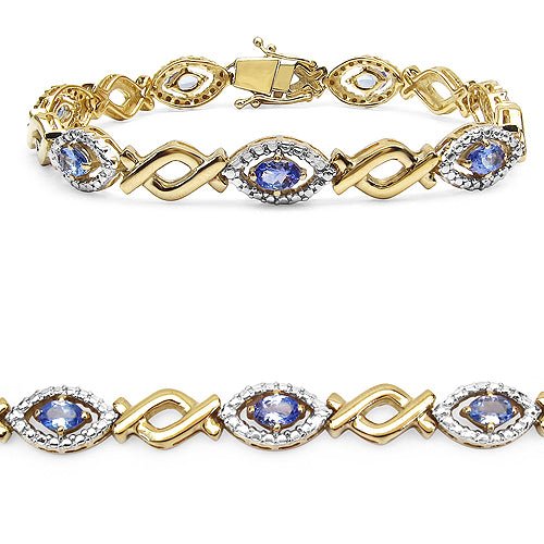 14K Yellow Gold Plated 3.08 Carat Genuine Tanzanite .925 Sterling Silver Bracelet - Bracelets - b966tan - amzn - view1 - image - Omni Jewelcrafters