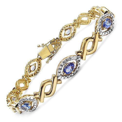 14K Yellow Gold Plated 3.08 Carat Genuine Tanzanite .925 Sterling Silver Bracelet - Bracelets - b966tan - amzn - gallery - image - Omni Jewelcrafters