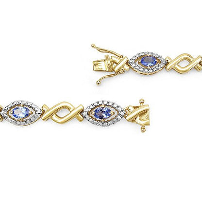 14K Yellow Gold Plated 3.08 Carat Genuine Tanzanite .925 Sterling Silver Bracelet - Bracelets - b966tan - amzn - view2 - image - Omni Jewelcrafters