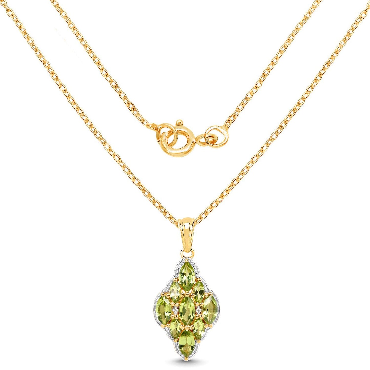 14K Yellow Gold Plated 4.02 Carat Genuine Peridot & White Topaz .925 Sterling Silver Pendant - Pendants - p5030pwt - gp - view1 - image - Omni Jewelcrafters