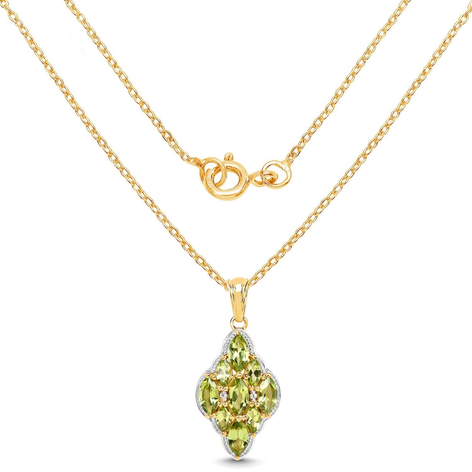 14K Yellow Gold Plated 4.02 Carat Genuine Peridot & White Topaz .925 Sterling Silver Pendant - Pendants - p5030pwt - gp - view1 - image - Omni Jewelcrafters