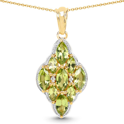 14K Yellow Gold Plated 4.02 Carat Genuine Peridot & White Topaz .925 Sterling Silver Pendant - Pendants - p5030pwt - gp - gallery - image - Omni Jewelcrafters