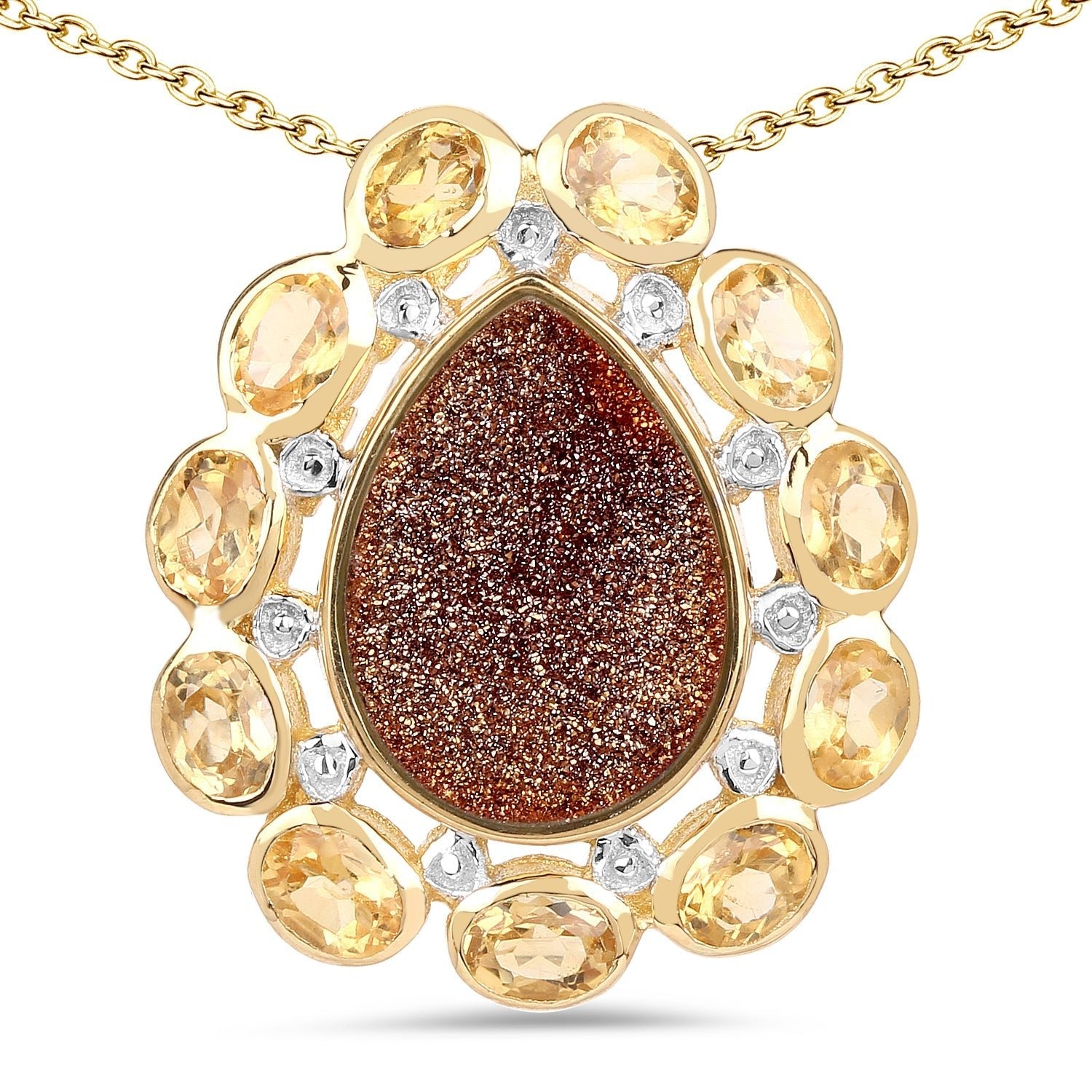 14K Yellow Gold Plated 5.14 Carat Genuine Red Droozi and Citrine .925 Sterling Silver Pendant - Pendants - 14K Yellow Gold Plated 5.14 Carat Genuine Red Droozi and Citrine .925 Sterling Silver Pendant - Pendants - p3598drusyc - gp - gallery - image - Omni Jewelcrafters - Omni Jewelcrafters