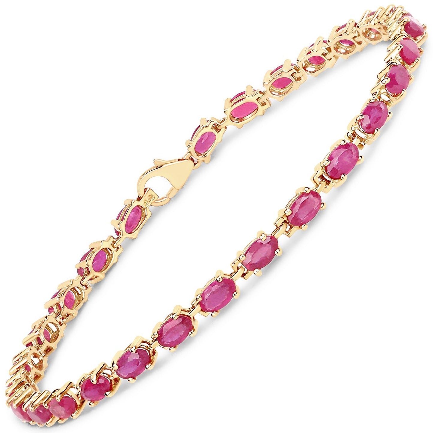 14K Yellow Gold Plated 7.00 Carat Glass Filled Ruby .925 Sterling Silver Bracelet - Bracelets - b171gfr - gp - gallery - image - Omni Jewelcrafters