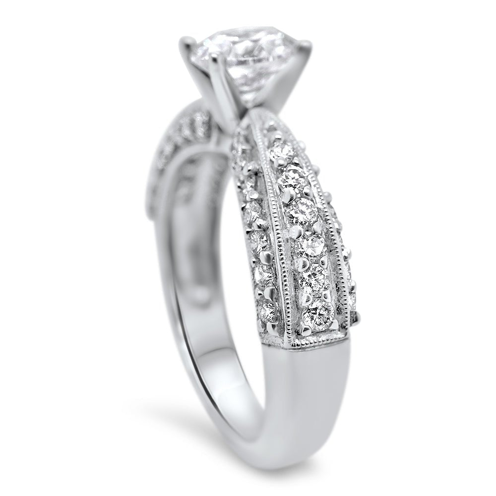 14KW Engagement Ring with CZ Centered Stone and 40 0.75ct diamonds - Rings - 14KW Engagement Ring with CZ Centered Stone and 40 0.75ct diamonds - Omni Jewelcrafters