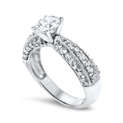 14KW Engagement Ring with CZ Centered Stone and 40 0.75ct diamonds - Rings - 14KW Engagement Ring with CZ Centered Stone and 40 0.75ct diamonds - Omni Jewelcrafters