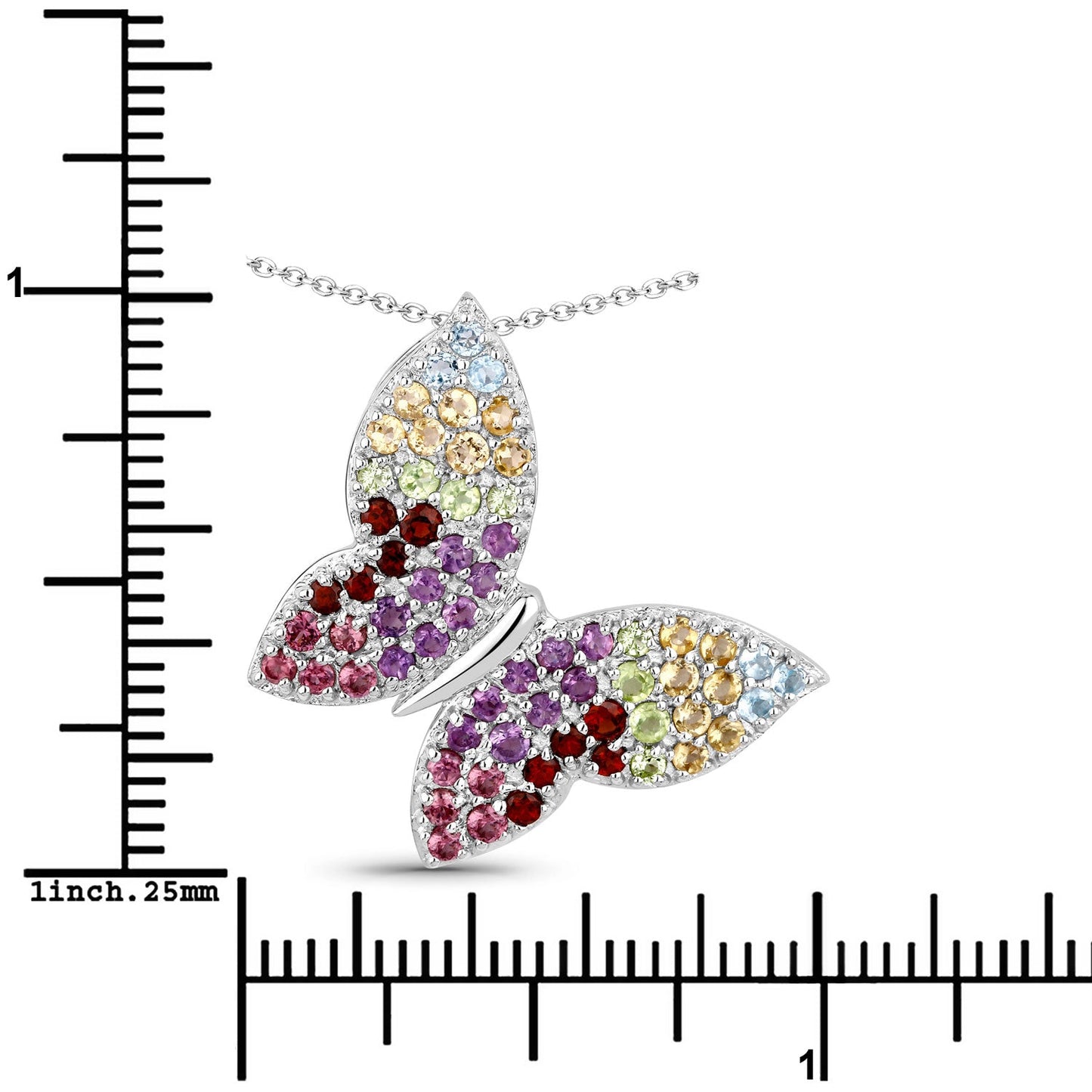 1.62 Carat Genuine Multi Stones .925 Sterling Silver Pendant - Pendants - p16271multicrtws - view2 - image - Omni Jewelcrafters