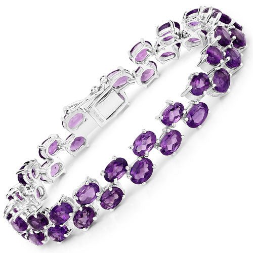 16.72 Carat Genuine Amethyst .925 Sterling Silver Bracelet - Bracelets - b251a - gallery - image - Omni Jewelcrafters