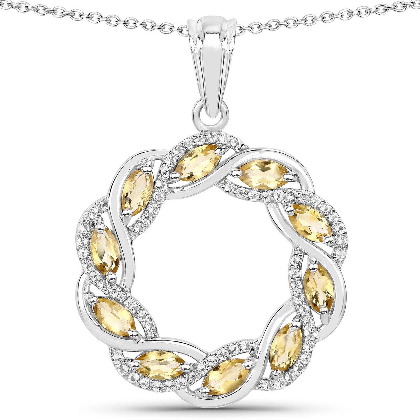 1.73 Carat Genuine Citrine and White Topaz .925 Sterling Silver Pendant - Pendants - p10720cwt - wgp - gallery - image - Omni Jewelcrafters