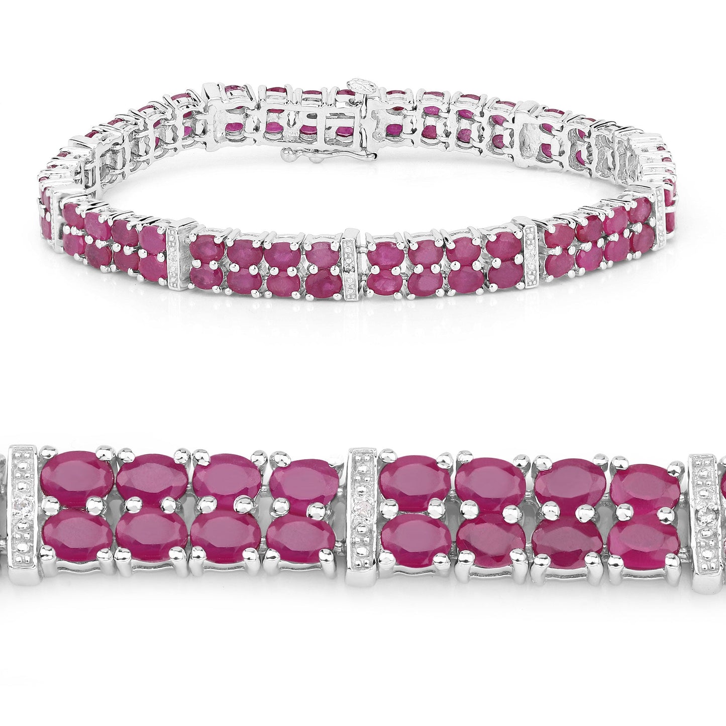 17.65 Carat Glass Filled Ruby and White Topaz .925 Sterling Silver Bracelet - Bracelets - b691gfrwt - view1 - image - Omni Jewelcrafters