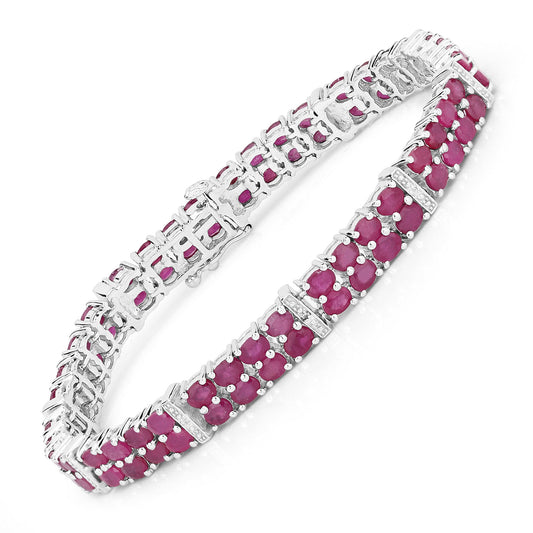 17.65 Carat Glass Filled Ruby and White Topaz .925 Sterling Silver Bracelet - Bracelets - b691gfrwt - gallery - image - Omni Jewelcrafters