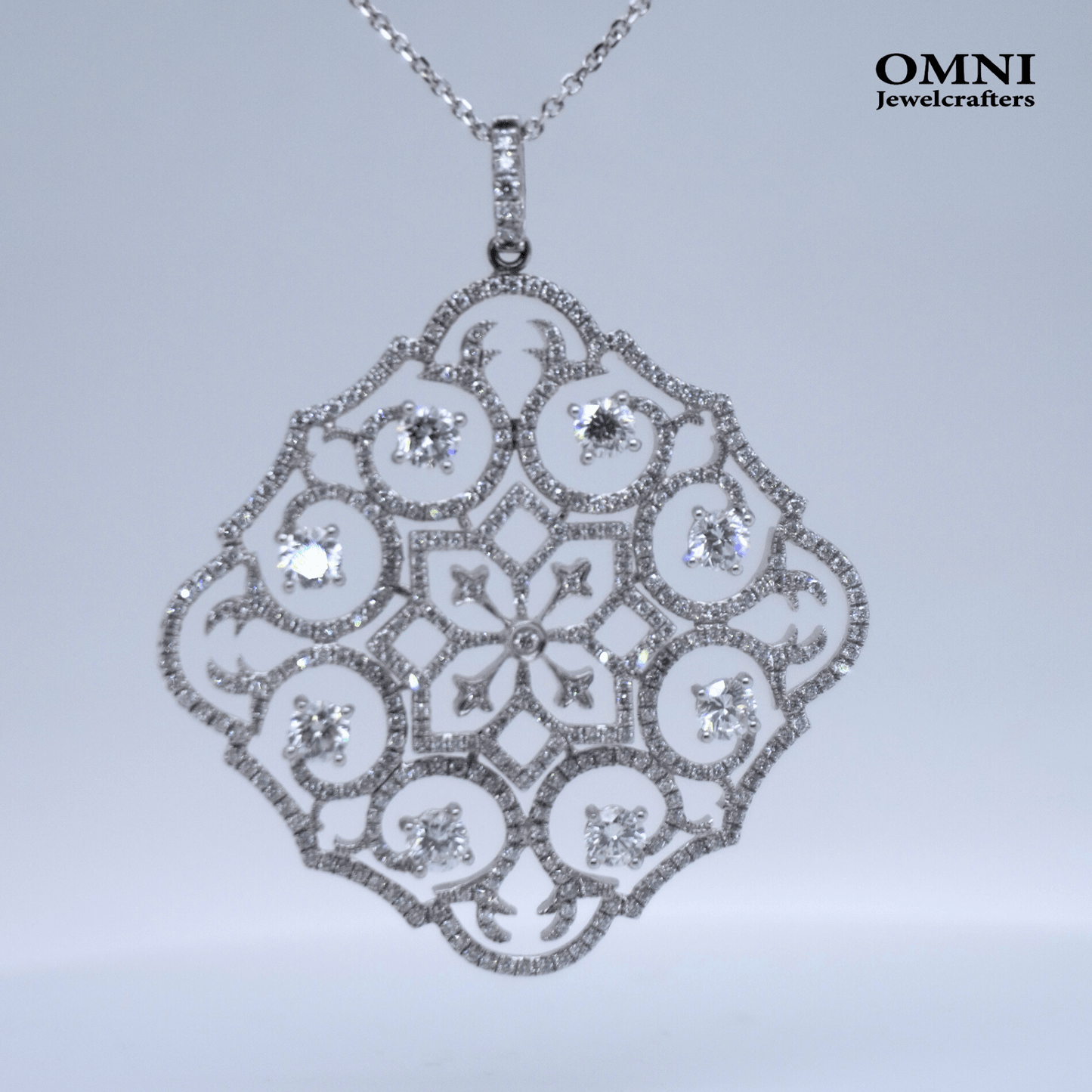 18 Karat White Gold Adorned With A captivating 2.82ct Diamond Necklace - Pendants - 18 Karat White Gold Adorned With A captivating 2.82ct Diamond Necklace - Omni Jewelcrafters