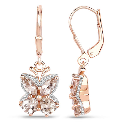 18K Rose Gold Plated 1.88 Carat Genuine Morganite .925 Sterling Silver Earrings - Earrings - e3317mg - rgp - view1 - image - Omni Jewelcrafters