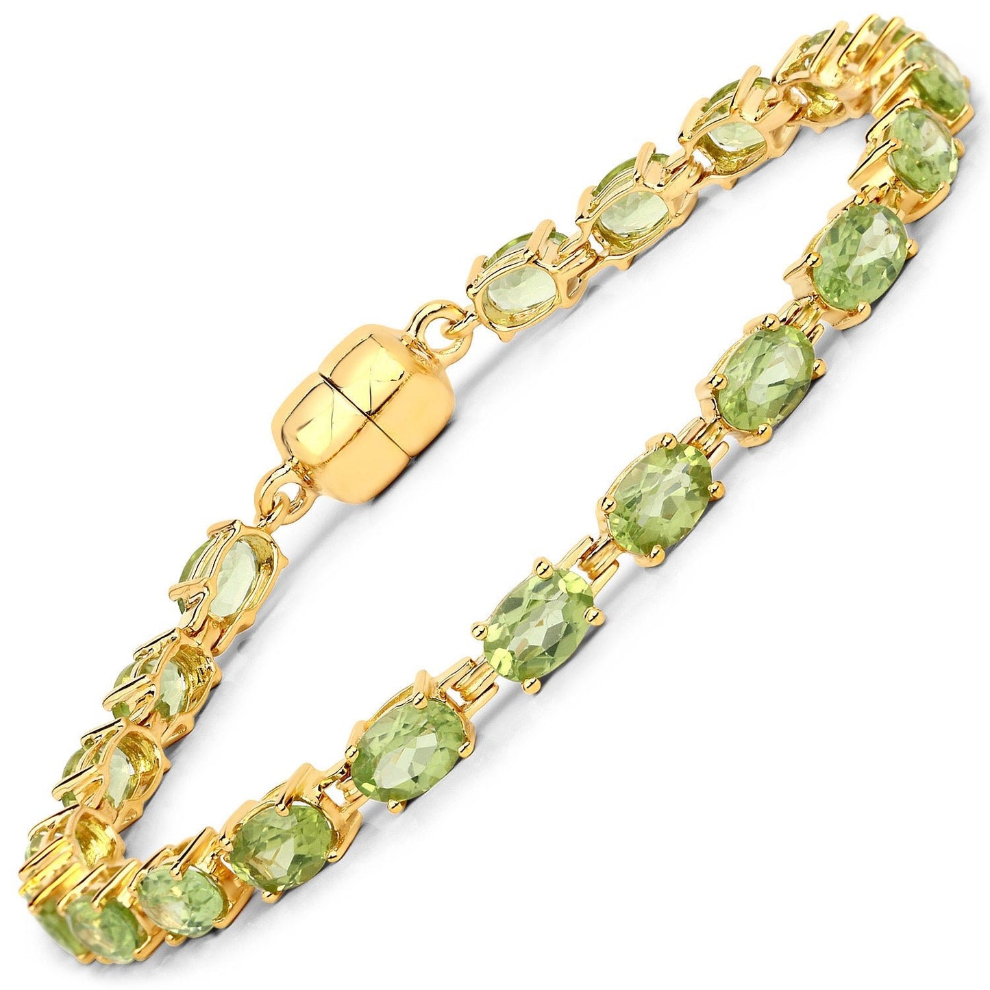 18K Yellow Gold Plated 9.03 Carat Genuine Peridot .925 Sterling Silver Bracelet - Bracelets - b1143p - gp - gallery - image - Omni Jewelcrafters