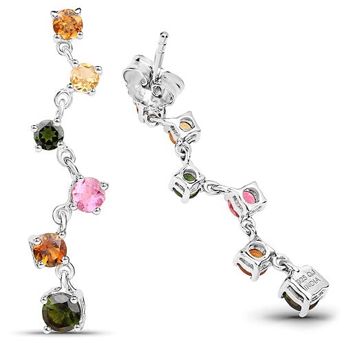 1.96 Carat Genuine Multi Tourmaline .925 Sterling Silver Earrings - Earrings - e6082mt - view1 - image - Omni Jewelcrafters