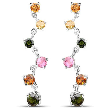 1.96 Carat Genuine Multi Tourmaline .925 Sterling Silver Earrings - Earrings - e6082mt - gallery - image - Omni Jewelcrafters