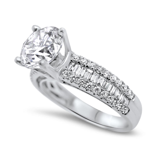 18kw Engagement Ring With CZ Centered Stone and 26 Dia Bag 0.52ct and 40 0.40ct Side Stones