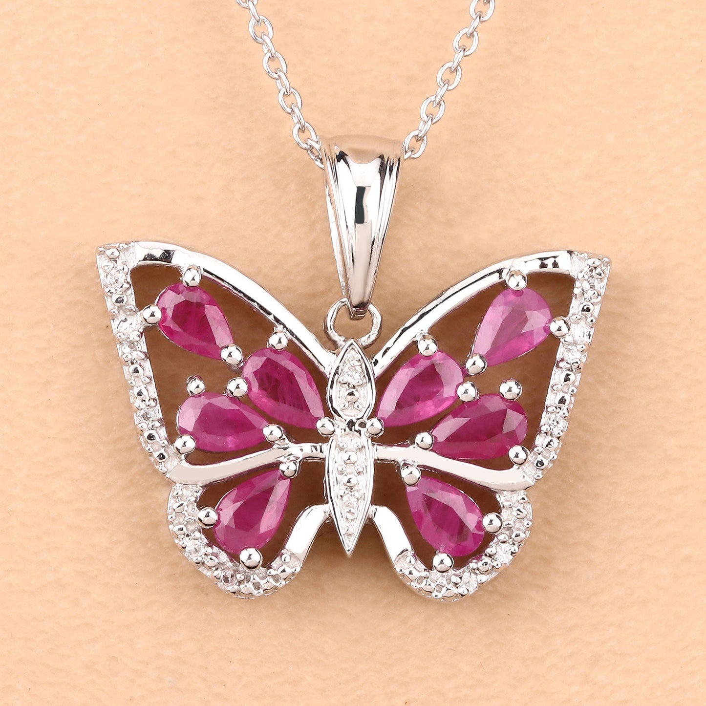 2.07 Carat Genuine Ruby and White Zircon .925 Sterling Silver Pendant - Pendants - p11519rwz - view4 - image - Omni Jewelcrafters