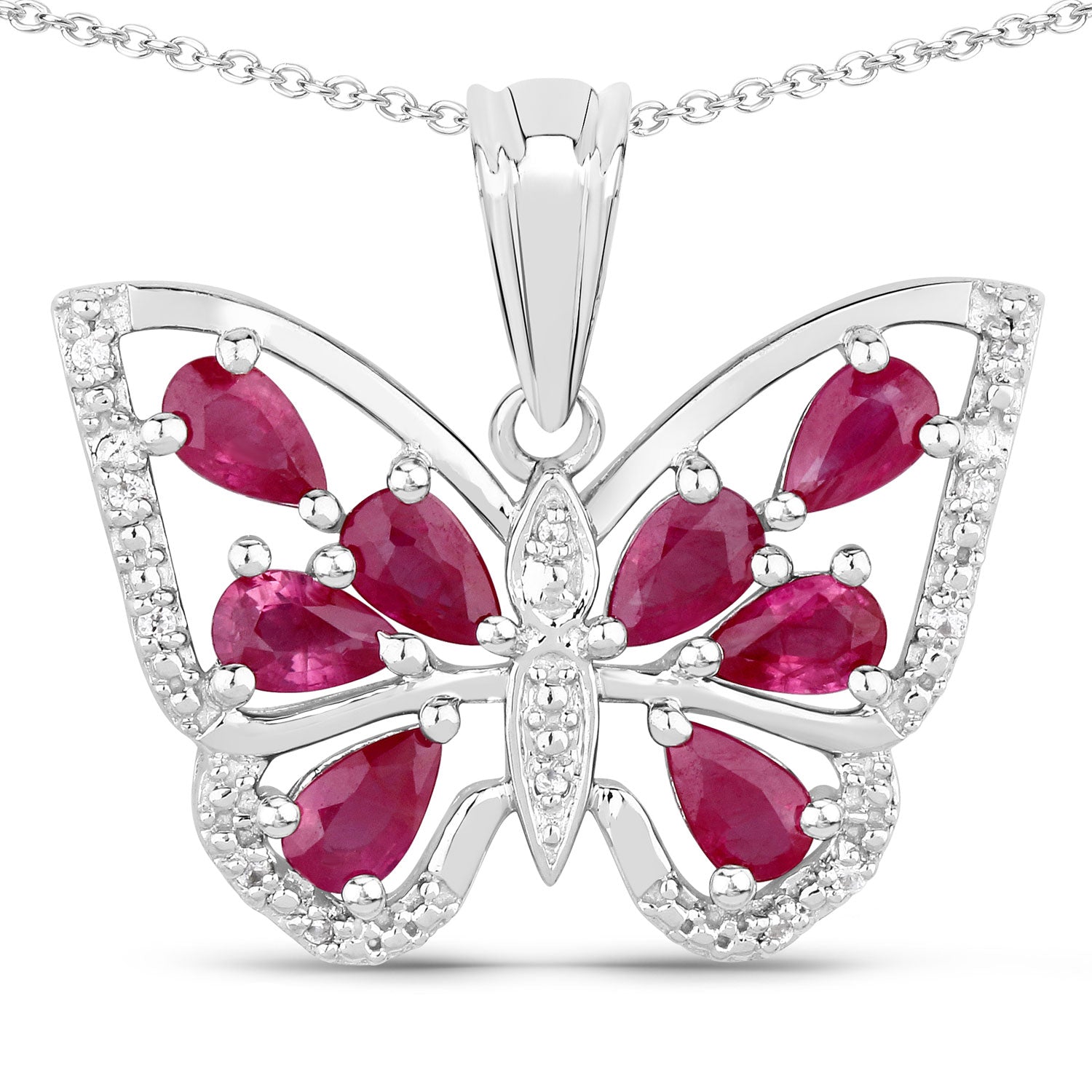 2.07 Carat Genuine Ruby and White Zircon .925 Sterling Silver Pendant - Pendants - p11519rwz - gallery - image - Omni Jewelcrafters