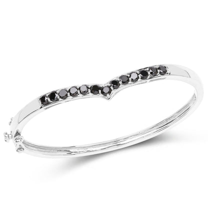 2.28 Carat Genuine Black Diamond .925 Sterling Silver Bangle - Bracelets - bangle185bd - gallery - image - Omni Jewelcrafters