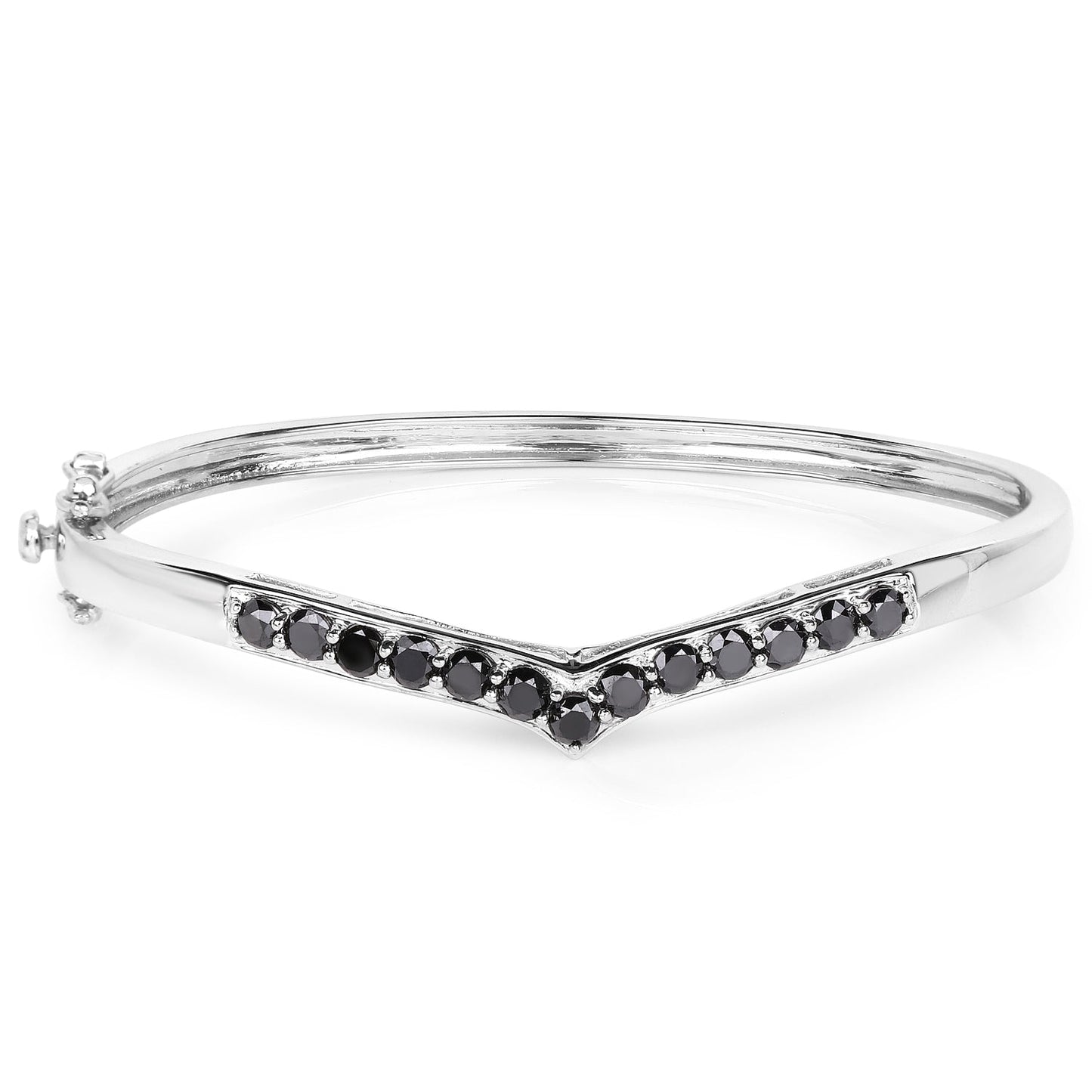 2.28 Carat Genuine Black Diamond .925 Sterling Silver Bangle - Bracelets - bangle185bd - view2 - image - Omni Jewelcrafters