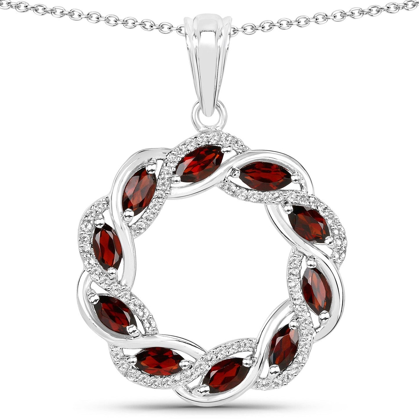 2.33 Carat Genuine Garnet and White Topaz .925 Sterling Silver Pendant - Pendants - p10720gwt - wgp - gallery - image - Omni Jewelcrafters