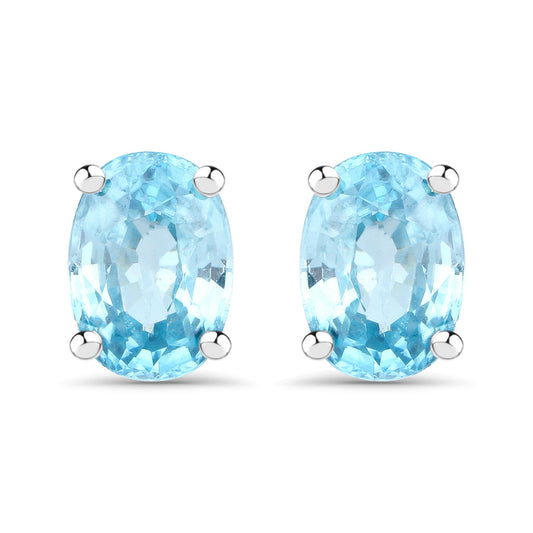 2.40 Carat Genuine Blue Zircon .925 Sterling Silver Earrings - Earrings - e388bz - gallery - image - Omni Jewelcrafters