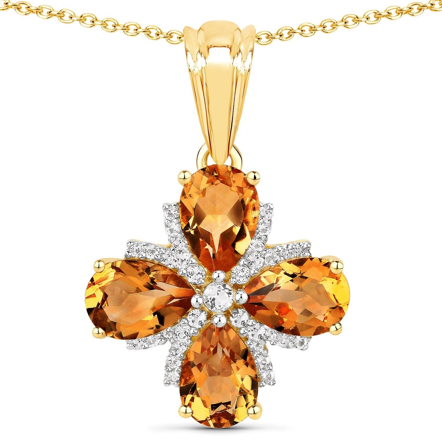 2.46 Carat Genuine Madeira Citrine and White Topaz .925 Sterling Silver Pendant - Pendants - p5907cwt - gp - gallery - image - Omni Jewelcrafters