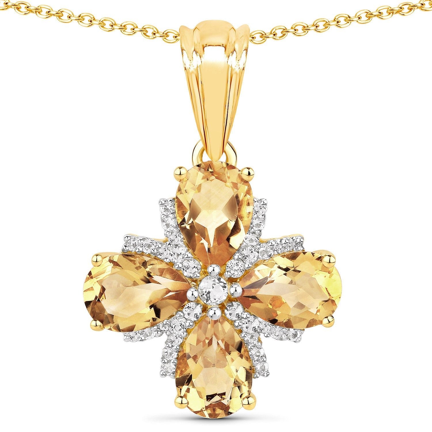 2.54 Carat Genuine Citrine and White Topaz .925 Sterling Silver Pendant - Pendants - p5907cwt - gp - gallery1 - image - Omni Jewelcrafters